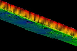 3D-Sonardaten eines Unterwasserbauwerks am Nordostbohlwerk Helgoland