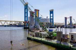 Neubau der Kattwykbrücke in Hamburg mit Kampfmittelsondierung