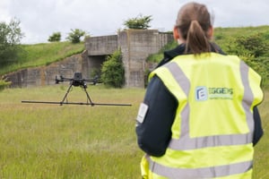 Ferngesteuerte Drohne von Eggers zur Kampfmittelsondierung und Geländeaufnahme im Rahmen der Flächensondierung an Land